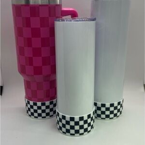 Checkered Silicone Tumbler Boot Bottom Accessory Black White Fits 20, 30, 40